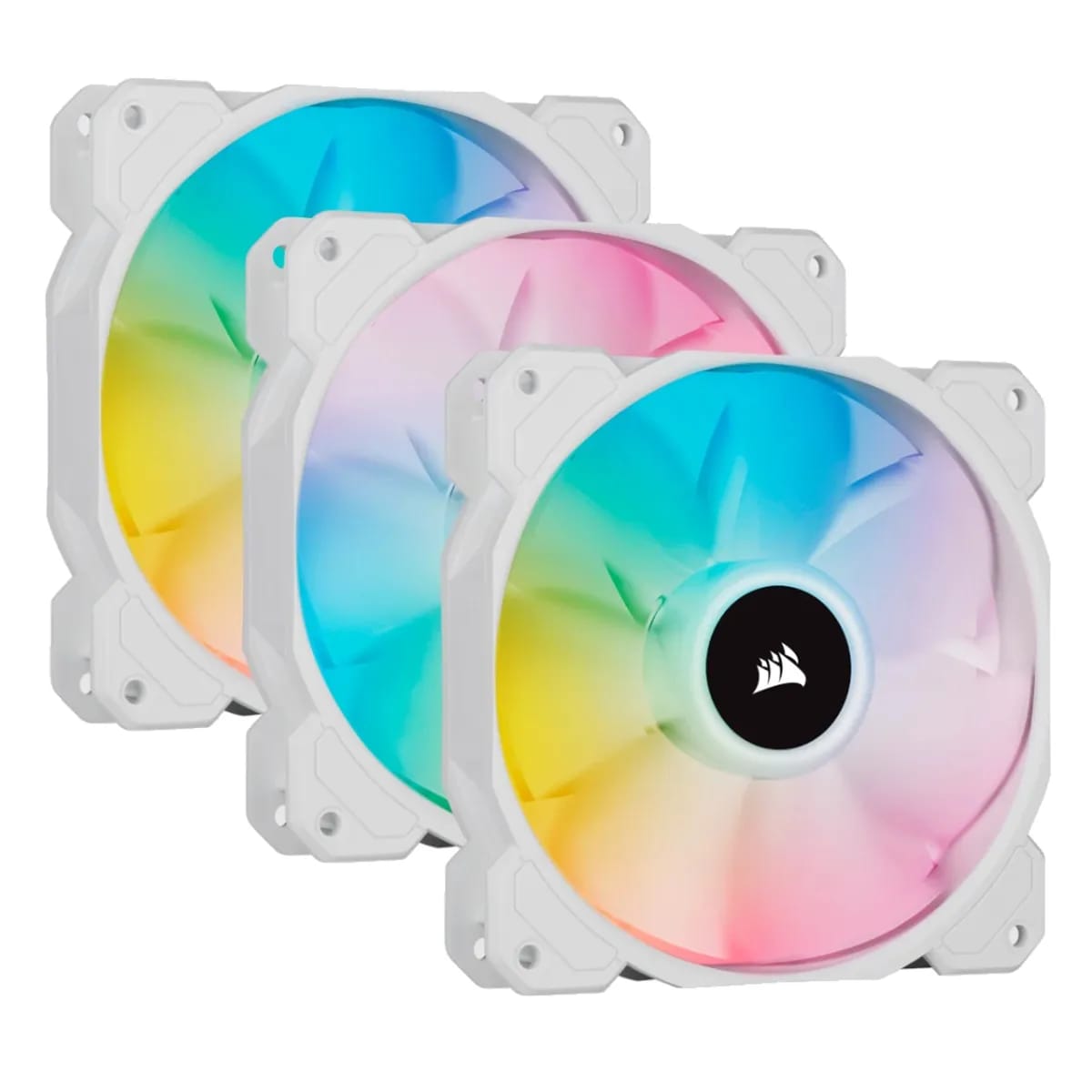 Kit Cooler Corsair Icue Sp120 Rgb Elite 120mm Pwm X 3 Blanco